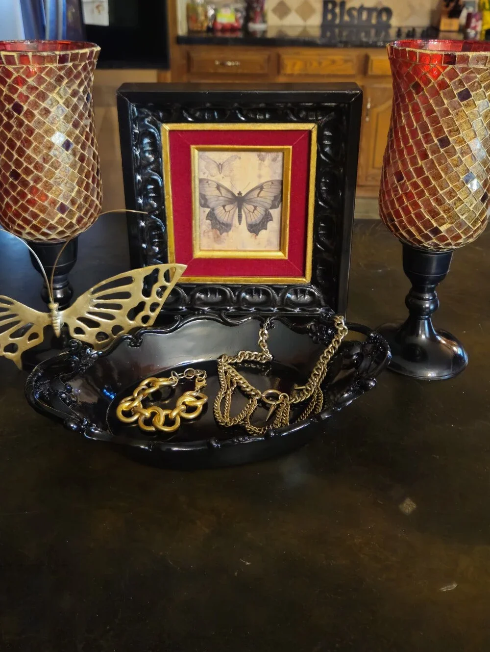 Moody Goth Vintage Frame with Butterfly Print Picture